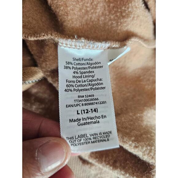 Womens Time And Tru Hooded Sweatshirt Full Zip Up Size Large 12-14 Beige Pockets - Picture 3 of 10